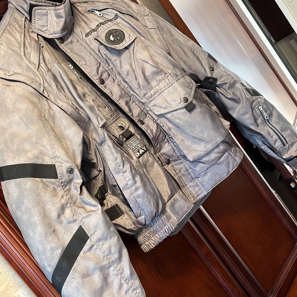 Vintage Spidi Power Air System Rider Racing Motorcycle Platinum Silver Jacket!